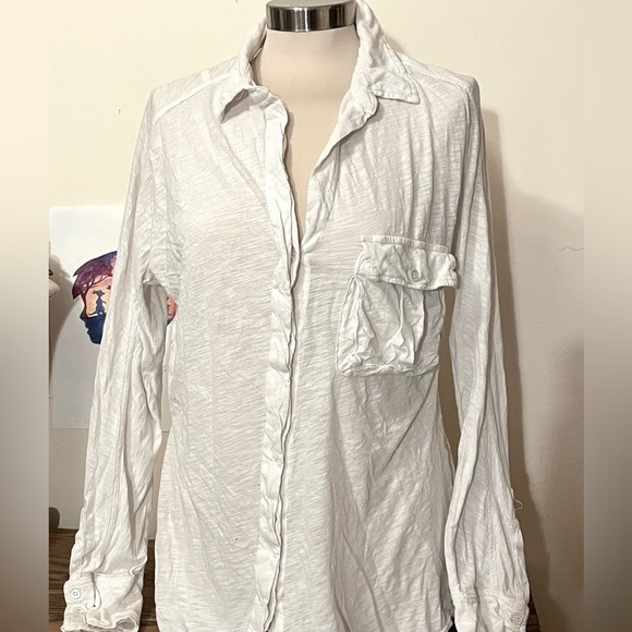 James Perse Los Angeles White Cotton Button Down Long-Sleeve Women's Top Size 3 - Picture 1 of 2